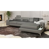 BULLHOFF Ecksofa Ledercouch Wohnlandschaft Leder Ecksofa Designsofa Eckcouch L-Form LED Couch Leder Sofa XXL anthrazit weiss grau »MÜNCHEN III« von BULLHOFF grau