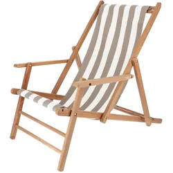 Jan Kurtz - Maxx Deckchair Teakholz, Bezug Designers Guild Streifen taupe