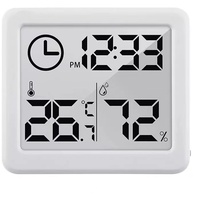 Green Blue GB384 Digitales Thermometer/Hygrometer mit Uhrfunktion, Umgebungstemperatur und