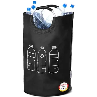 WELLENBORG WELLENBORG® Faltbarer Pfandflaschen-Sammelbehälter faltbar Schwarz - Wasserdichter Flaschensammler großer Korb - Altglas Leergut Pfandflaschen Aufbewahrung