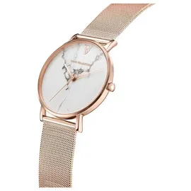 Paul Valentine Damen Armbanduhr WHITE MARBLE ROSE GOLD MESH 38 MM PV381011