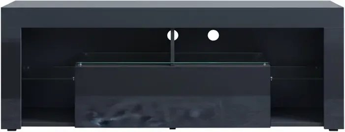 SONNI Lowboard TV Board Hochglanz, mit LED-Beleuchtung (12 Farben einstellbar), mit Klapptür, mit Glasregal, griffloses Design