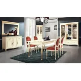 JVmoebel Essgruppe Esszimmer Esstisch Holzmöbel Anrichte mit Spiegel Weiß Eckvitrine Set, (4-tlg., 4tlg Esszimmer Set (Esstisch + Anrichte + Spiegel + Eckvitrine), Made in Europa weiß