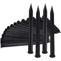 50 Stück Kunststoffnägel 18cm für Pflasterkante Rasenkante - Befestigungsnägel aus Kunststoff - Erdanker schwarz