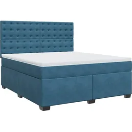 vidaXL Boxspringbett mit Matratze Blau 180x200 cm Samt