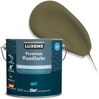 LUXENS - Premium Wandfarbe 2,5 l - Olivgrün - Matt - Wände, Decken & Täfelungen - Anti-Allergen - Ohne endokrine Disruptoren - 25m2