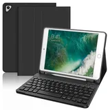 IVEOPPE Tastatur iPad 6. Generation - Tastatur Hülle für iPad 9.7, Magnetisch Abnehmbarer QWERTZ Bluetooth Tastatur für iPad 6. Gen 2018, iPad 5. Gen, iPad Pro 9.7, iPad Air 2 & 1, Schwarz