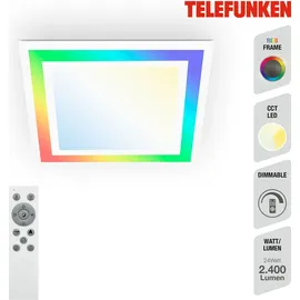 Telefunken LED Panel LED Deckenleuchte, Deckenlampe dimmbar, inkl. Fernbedienung, RGB Funktion, 24 Watt, 2400lm, Timerfunktion, 445x445x63mm (LxBxH), 318806TF,