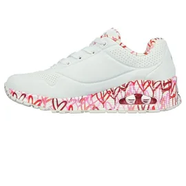 SKECHERS Uno - Loving Love Damen white durabuck/red pink mesh trim 38