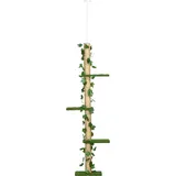 Kratzbaum Deckenhoch 202-242 cm, höhenverstellbar Kletterbaum mit Kippschutz, Spielbaum aus Jute in Grün und Gelb - Grün/Gelb
