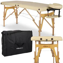 Habys Sonia 2 Zonen Massageliege, Klappbar aus Holz mit 165 | 60 cm, Belastung bis 250 kg - Beige