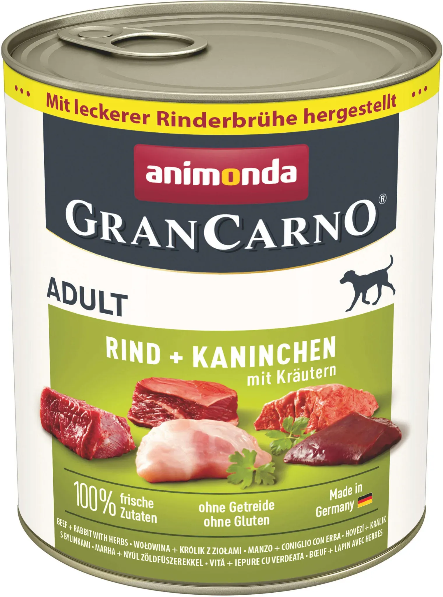 animonda Hunde-Nassfutter GranCarno Adult Rind + Kaninchen + Kräuter