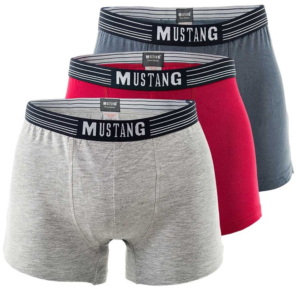 MUSTANG Herren Retroshorts 3er Pack, Boxershorts, Pants, True Denim Blau/Graumel./Rot 2XL (Gr. XX-Large)