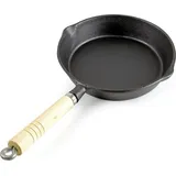 Wiltec Bratpfanne aus Gusseisen Ø20cm, Feuerpfanne mit Holzgriff und Ausgießer, Grillpfanne