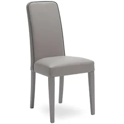 Esszimmer Polsterstuhl in Grau Kunstleder Buche Massivholz (2er Set)