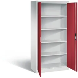 C+P Büro-Drehtürenschrank Acurado | HxBxT 195x93x50cm | Lichtgrau/Rubinrot von PROREGAL