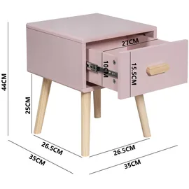 Mobili Rebecca Nachttisch Pink, Holzwerkstoff, Rechteckig, 35x44x35 cm, Kinder- - Jugendzimmer, Kindermöbel, Kinderregale