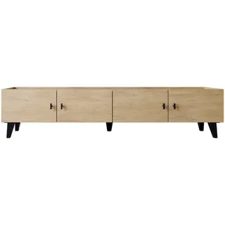 Mirjan24 Tv-Lowboard, Eiche, Metall, Rechteckig, 200x45x40 cm, Wohnzimmer, Wohnwände, Lowboards, Lowboards stehend