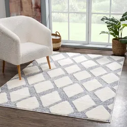 Hochflor-Teppich CARPET CITY "Focus 4497", grau, B:120cm H:20mm L:170cm, Polypropylen, Teppiche, besonders weich, Rauten-Optik, 3D-Effekt