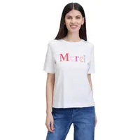 Cartoon Printshirt mit Rundhalsausschnitt in Patch Cream/Pink | Gr.: