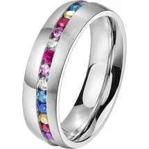 DOOSTI Trauring DOOSTI "Schmuck Geschenk Edelstahl Trauring Ehering Partnerring LIEBE" Gr. 62, silber (edelstahlfarben, mehrfarbig), Fingerringe, Damen, 62,mit Zirkonia, Edelstahl, 6mm, Trauring, wahlweise mit oder ohne Zirkonia