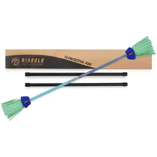 Diabolo Freizeitsport Flowerstick Pro (blau-türkis) – Fiberglaskern & Fiberglas-Handstäbe. UV reaktiv, BLAU|türkis No Size