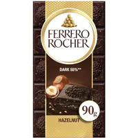 Ferrero Rocher Tafel – Zartbitter Schokolade mit Haselnuss – 55 Prozent Kakao im Schokoladenmantel – 1 x 90 g Schokoladentafel