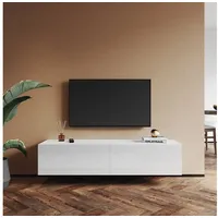 SONNI Lowboard TV Board Hochglanz hängend TV Lowboard Holz 140cm TV Schrank, 140x40x30cm, Zwei Montagemöglichkeiten weiß