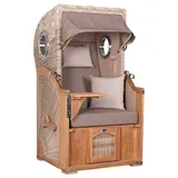 Mr. Deko Strandkorb Düne Single Bullauge Teak PE Shell Dessin 534
