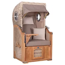 Mr. Deko Strandkorb Düne Single Bullauge Teak PE Shell Dessin 534