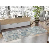 OCI DIE TEPPICHMARKE Teppich OCI DIE TEPPICHMARKE "BESTELLER CAVA", blau, B:80cm H:8mm L:200cm, Viskose, Teppiche, Teppich, Glanz Viskose, mit Fransen, Hoch Tief Struktur, Vintage, Wohnzimmer