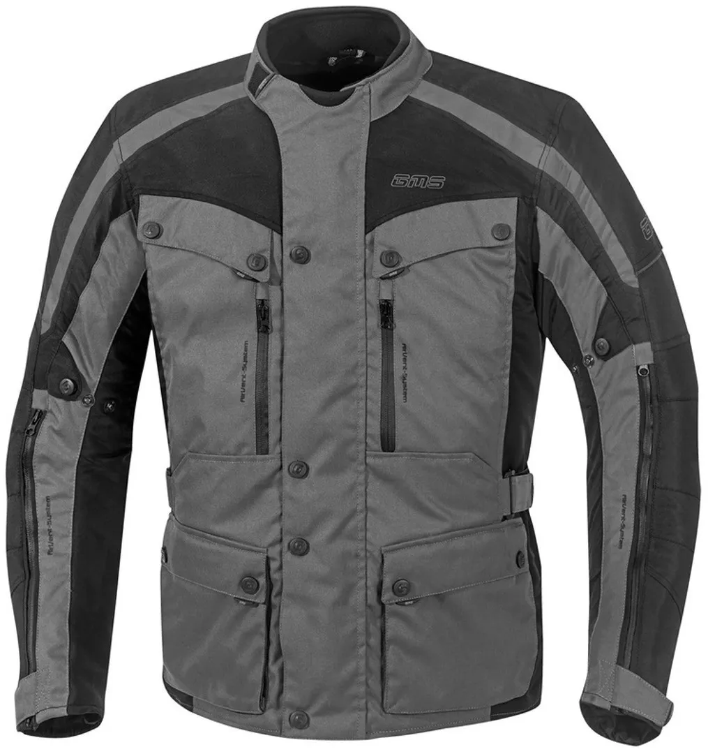 GMS Temper Motorrad Textiljacke, schwarz-grau, Größe 3XL für Männer