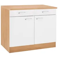 OPTIFIT Unterschrank »Odense«, 100 cm breit, mit 2 Türen und 2 Schubkästen, mit 28 mm Arbeitsplatte, weiß