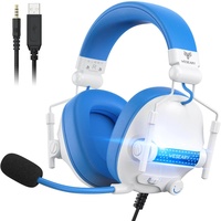 WESEARY Gaming Headset, PS5 Headset Stereo Gaming Headphones mit Mikrofon für PS4/PS5/PC/Xbox One/Switch, Headset mit weichen Memory Ohrpolstern, 3,5mm Jack, RGB Licht