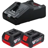 Bosch Starter Set 2x GBA 18 V / 5 Ah / 5000 mAh Li-Ion Akku ( 2x 1600A002U5 ) + GAL 18V-160 Professional Ladegerät ( 1600A02T5G )