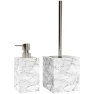 Sanilo Badaccessoire-Set »Marmor« 2-teiliges Set aus Seifenspender und WC-Bürste, grau