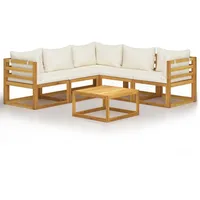 vidaXL Garten-Lounge-Set 6-tlg. creme Massivholz Akazie