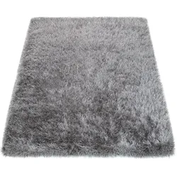 Hochflor-Teppich PACO HOME "Glamour 300", grau, H:75mm Ø:200cm, Polyester, Teppiche, Uni Farben, mit weichem Glanz Garn, ideal im Wohnzimmer & Schlafzimmer