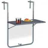 Relaxdays Balkonhängetisch grau Kunststoff, Metall, 59.5x84x60 cm, Balkonmöbel, Balkontische