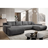 PROMETO Möbel Ecksofa Credo Ecksofa U-Form, mit Schlaffunktion und Bettkasten, U-Form Couch grau