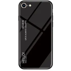 Schutzhülle für iPhone 7 Gardient Glashülle Cover Case Hülle Tasche Bumper Schwarz