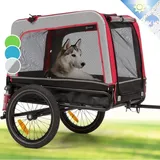 Klarfit - Fahrradanhänger für Hunde, 600D Hunde Fahrradanhänger Klappbar, Hundeanhänger für Fahrrad mit Reflektoren, Warnflagge & Sicherheitsleine,