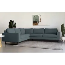 PLACES OF STYLE Ecksofa »Pinto, XXL, 250/290 cm, langer Schenkel, Ottomane«, Cord, Chenille, Lederoptik, mit Keder, Metallfüße, Wellenunterfederung