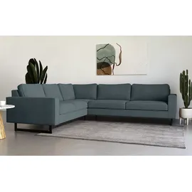PLACES OF STYLE Ecksofa »Pinto, XXL, 250/290 cm, langer Schenkel, Ottomane«, Cord, Chenille, Lederoptik, mit Keder, Metallfüße, Wellenunterfederung