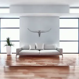 FineBuy Deko Geweih Bull M Aluminium Design Hörner 100cm Wanddekoration Silber
