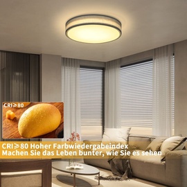 GBLY ZMH Deckenleuchte Schlafzimmer - Rund Stoff Schlafzimmerlampe 12W Warmweiß 3000K Wohnzimmerlampe mit Stoffschirm für Küche Flur