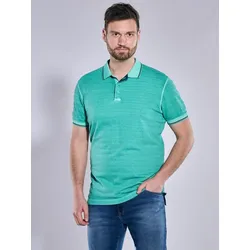 engbers Herren T-Shirt mit Polo-Kragen türkis regular gestreift Kent-Kragen - M