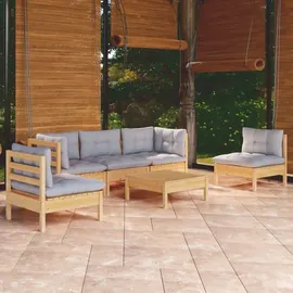 vidaXL Garten-Lounge-Set 6-tlg. grau Kiefer