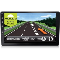 JOYX Android 10 Doppel Din Autoradio - Mit GPS Navi - [4G+64G] - Eingebaut DSP Carplay Android Auto - 4LED Rückfahrkamera KOSTENLOS - 9 Zoll - Unterstützen DAB Lenkradsteuerung 4G WiFi Bluetooth5.0