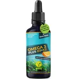 Omega 3 Algenöl PLUS Vitamin D3+K2-50 ml davon 40% DHA & 20% EPA, Vitamin K2 MK7 und Vitamin D3 - mit Orangenöl und Rosmarinextrakt, vegan - Deutsche Qualität - für die ganze Familie